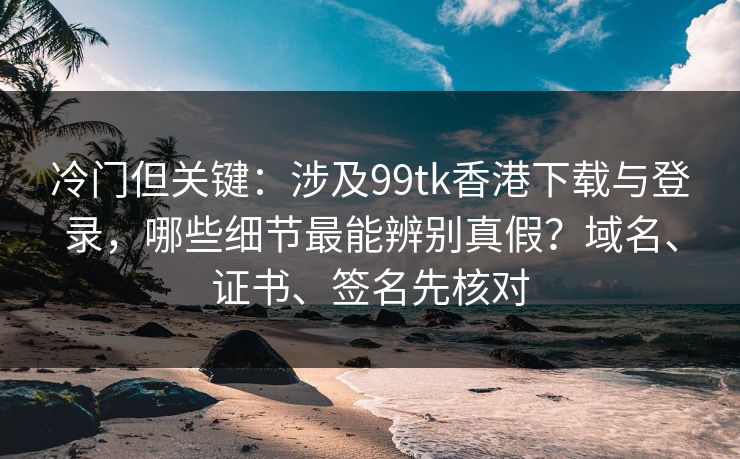 冷门但关键：涉及99tk香港下载与登录，哪些细节最能辨别真假？域名、证书、签名先核对
