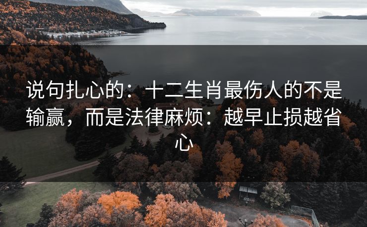 说句扎心的：十二生肖最伤人的不是输赢，而是法律麻烦：越早止损越省心